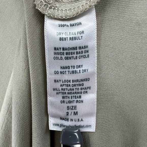 PHARAOH Tabitha Dress Womens 2 Medium Sage Green Vintage Satin Scoop Neck Slip - Picture 12 of 16